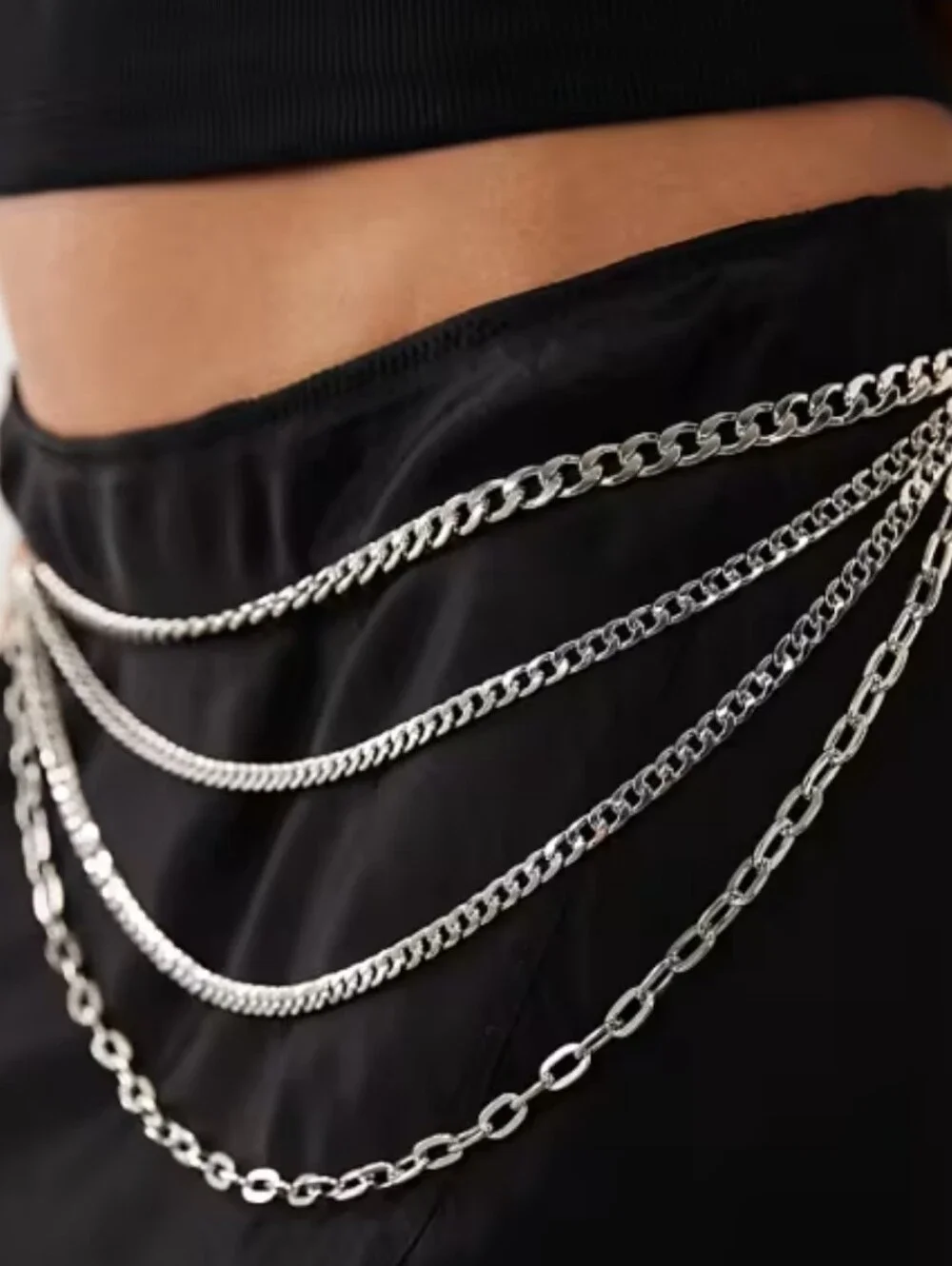Silver Multi-Chain Belt with Decorative Medallion